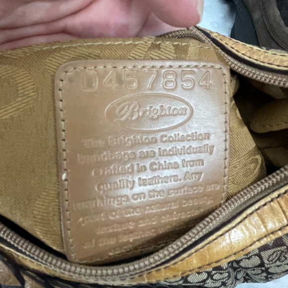 Brighton Canvas And Leather Trim Shoulder Bag GUC - Picture 11 of 12